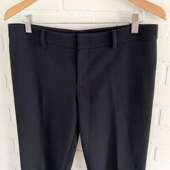 Club Monaco Women Ankle Pants Waffle Cotton Black Tailored Straight leg Sz 6 - Picture 3 of 12